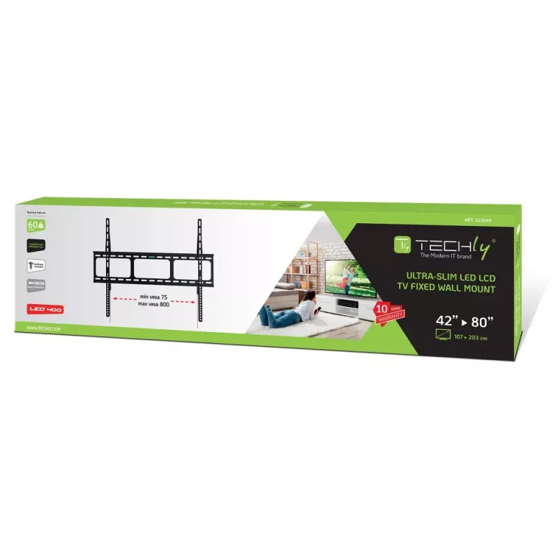 Techly wandhouder voor LED LCD TV 42-80 ultra slank fixed H600mm ICA-PLB 860
