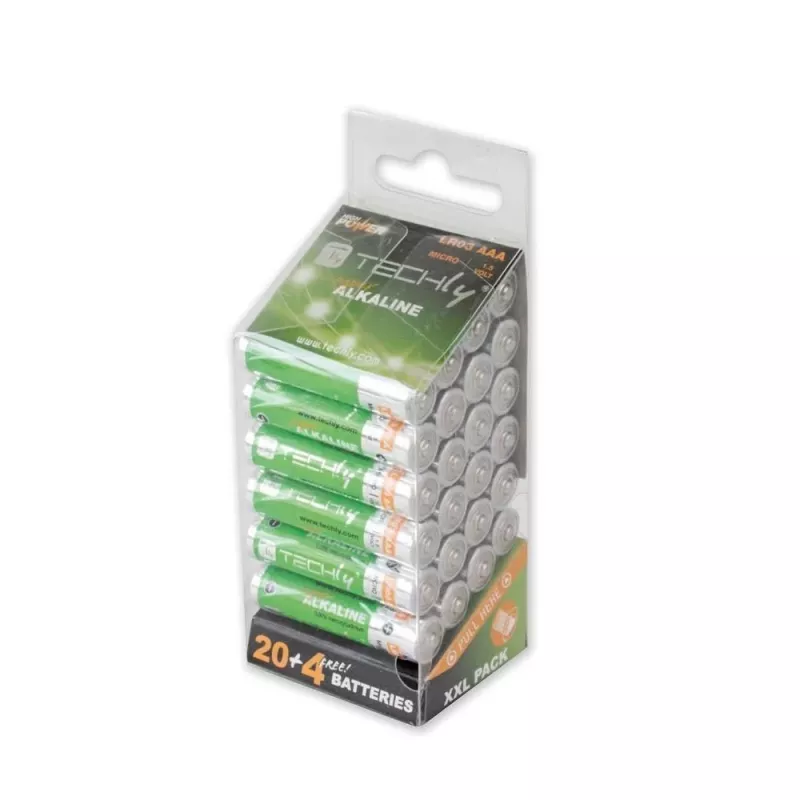Techly multipack 24 batterijen High Power Mini Stilo AAA alkaline LR03 1,5V IBT-KAL-LR03-B24T