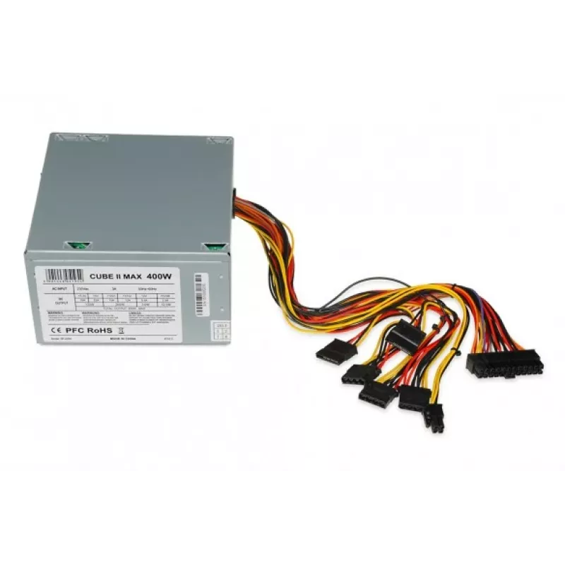 ATX-voeding IBOX CUBE II 400 W — 20+4-pin, 120-mm-ventilator, zilver