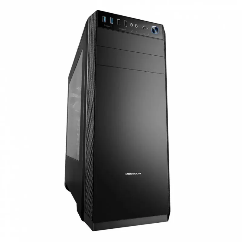 Modecom Oberon Pro Midi Tower pc-behuizing, ATX/Micro ATX/ITX, zijvenster, videokaart tot 395 mm, 2x USB 3.0, zwart