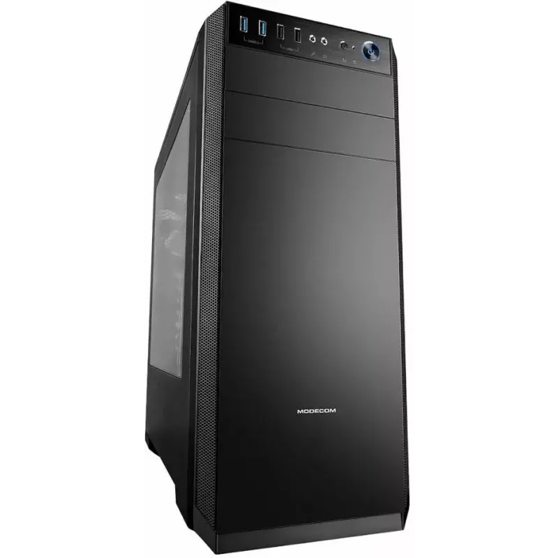 Modecom Oberon Pro Midi Tower pc-behuizing, ATX/Micro ATX/ITX, zijvenster, videokaart tot 395 mm, 2x USB 3.0, zwart