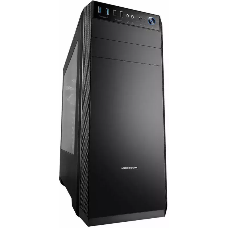 Modecom Oberon Pro Midi Tower pc-behuizing, ATX/Micro ATX/ITX, zijvenster, videokaart tot 395 mm, 2x USB 3.0, zwart