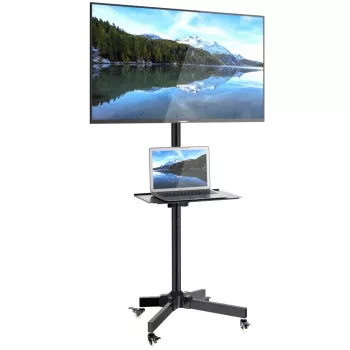 Techly Trolley Vloerstandaard LCD/LED/Plasma 23 inch-55 inch, 58,4 cm (23 inch), 139,7 cm (55 inch), 50 x 50 mm, 400 x 400 mm, -15 - 15°, zwart