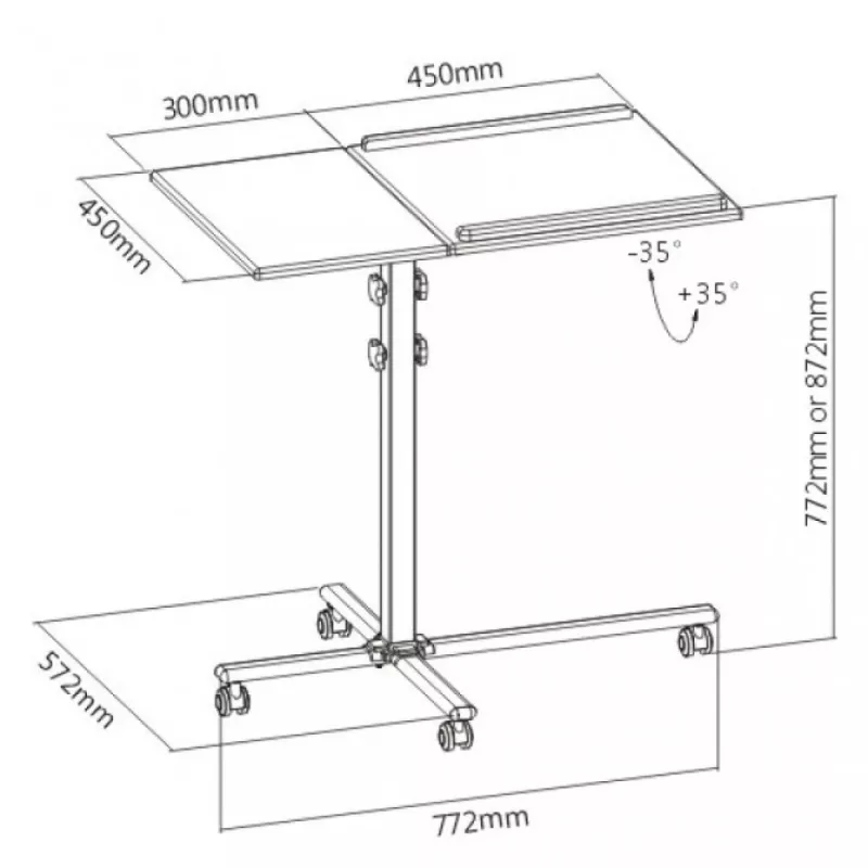 Laptopstandaard Techly universele verstelbare trolley voor notebook projector zwart