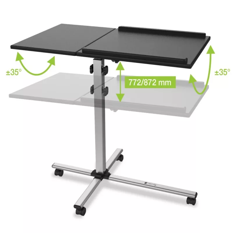 Laptopstandaard Techly universele verstelbare trolley voor notebook projector zwart
