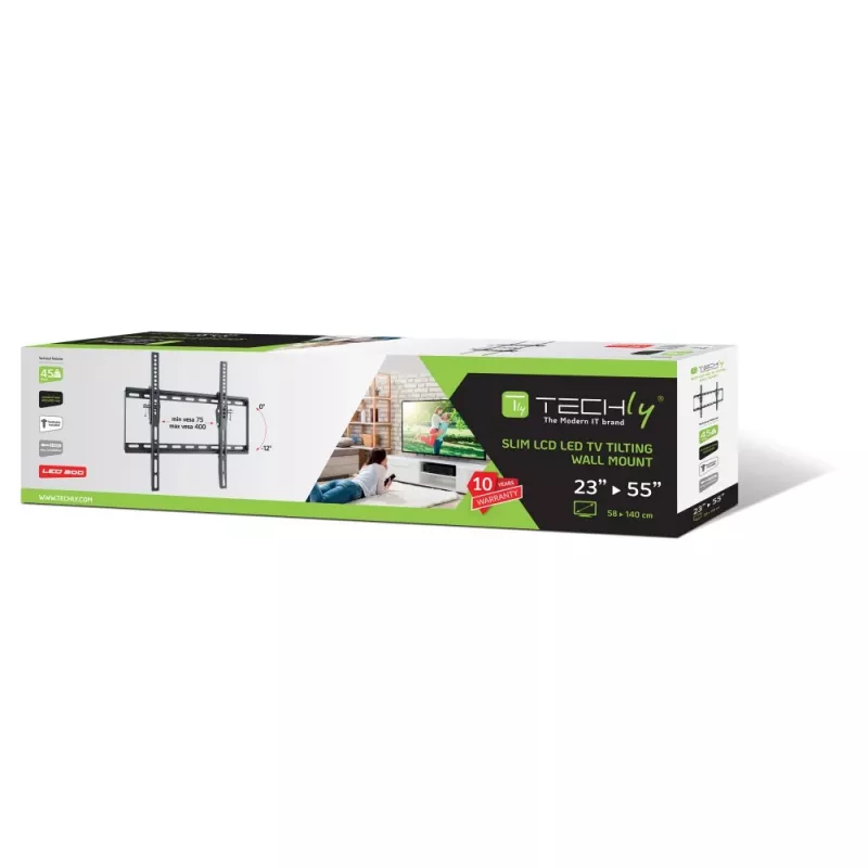 Techly kantelbare muurbeugel voor LED-LCD-tv 23-55 zwart” ICA-PLB 161M