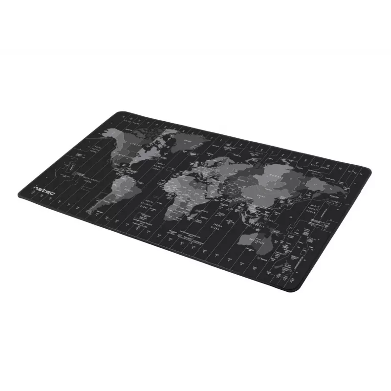 Muispad NATEC Time Zone Map Maxi — stof 400×800 mm, 2,5 mm, waterdicht, antislip