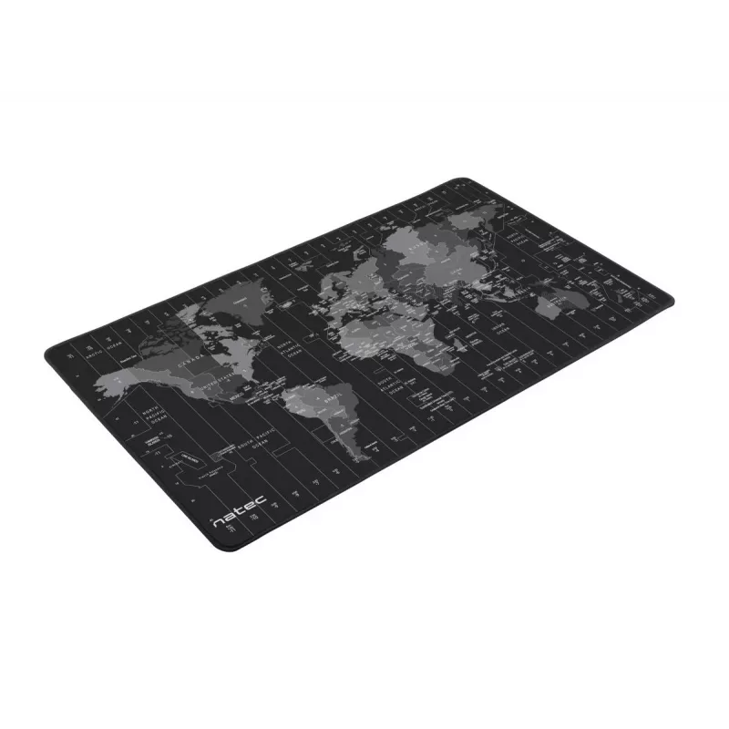 Muispad NATEC Time Zone Map Maxi — stof 400×800 mm, 2,5 mm, waterdicht, antislip