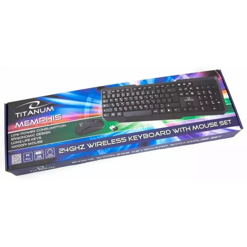 Titanum Memphis TK108 toetsenbord-en-USB-muisset, zwart