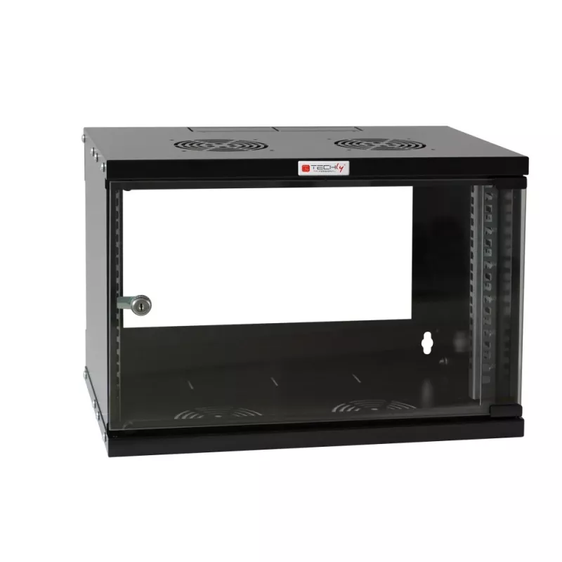 Techly wandbehuizing 19 6U D450 zwart gemonteerd I-CASE EL-1006B45