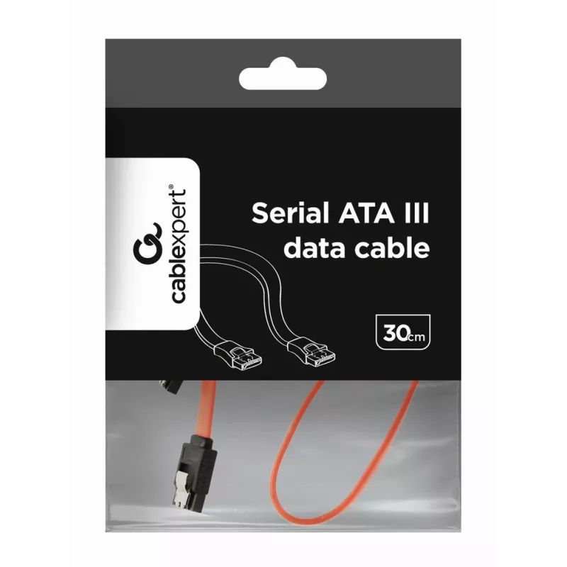 GEMBIRD SATA III datakabel, metalen clips, 30 cm – bulkverpakking