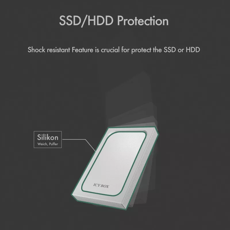 ICY BOX IB-241WP HDD/SSD-behuizing antraciet, zilver 2,5 inch