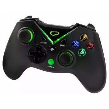 Draadloze gamepad ESPERANZA EGG112K 2,4 GHz voor pc en PS3, USB-ontvanger, zwart, 12 toetsen, analoge sticks