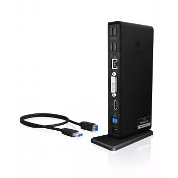ICY BOX IB-DK2241AC bedraad USB 3.2 Gen 1 (3.1 Gen 1) Type-A zwart