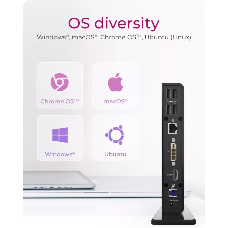 ICY BOX IB-DK2241AC bedraad USB 3.2 Gen 1 (3.1 Gen 1) Type-A zwart