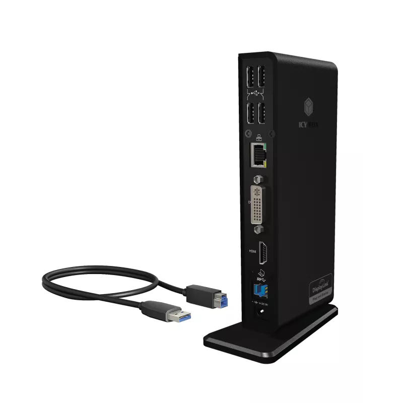 ICY BOX IB-DK2241AC bedraad USB 3.2 Gen 1 (3.1 Gen 1) Type-A zwart