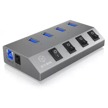 ICY BOX IB-HUB1405 USB 3.2 Gen 1 (3.1 Gen 1) Type-B 5000 Mbit/s antraciet
