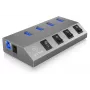 ICY BOX IB-HUB1405 USB 3.2 Gen 1 (3.1 Gen 1) Type-B 5000 Mbit/s antraciet