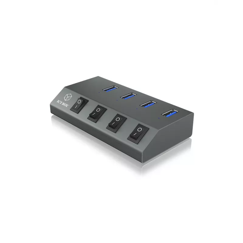 ICY BOX IB-HUB1405 USB 3.2 Gen 1 (3.1 Gen 1) Type-B 5000 Mbit/s antraciet