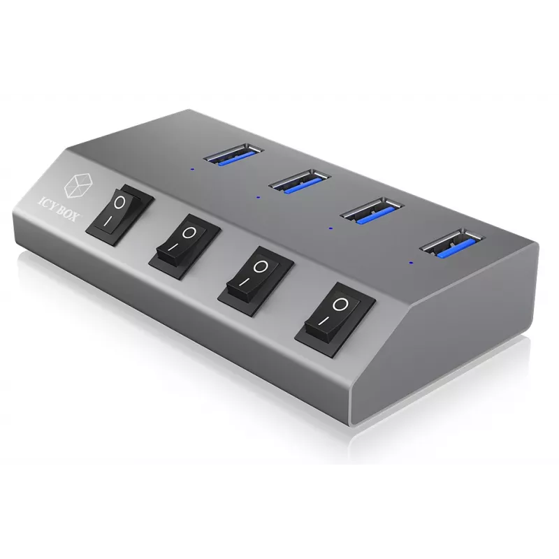 ICY BOX IB-HUB1405 USB 3.2 Gen 1 (3.1 Gen 1) Type-B 5000 Mbit/s antraciet
