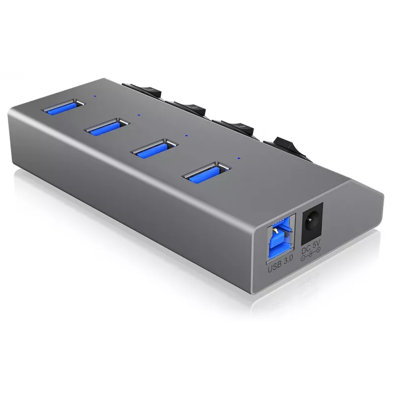 ICY BOX IB-HUB1405 USB 3.2 Gen 1 (3.1 Gen 1) Type-B 5000 Mbit/s antraciet