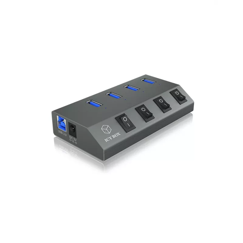 ICY BOX IB-HUB1405 USB 3.2 Gen 1 (3.1 Gen 1) Type-B 5000 Mbit/s antraciet