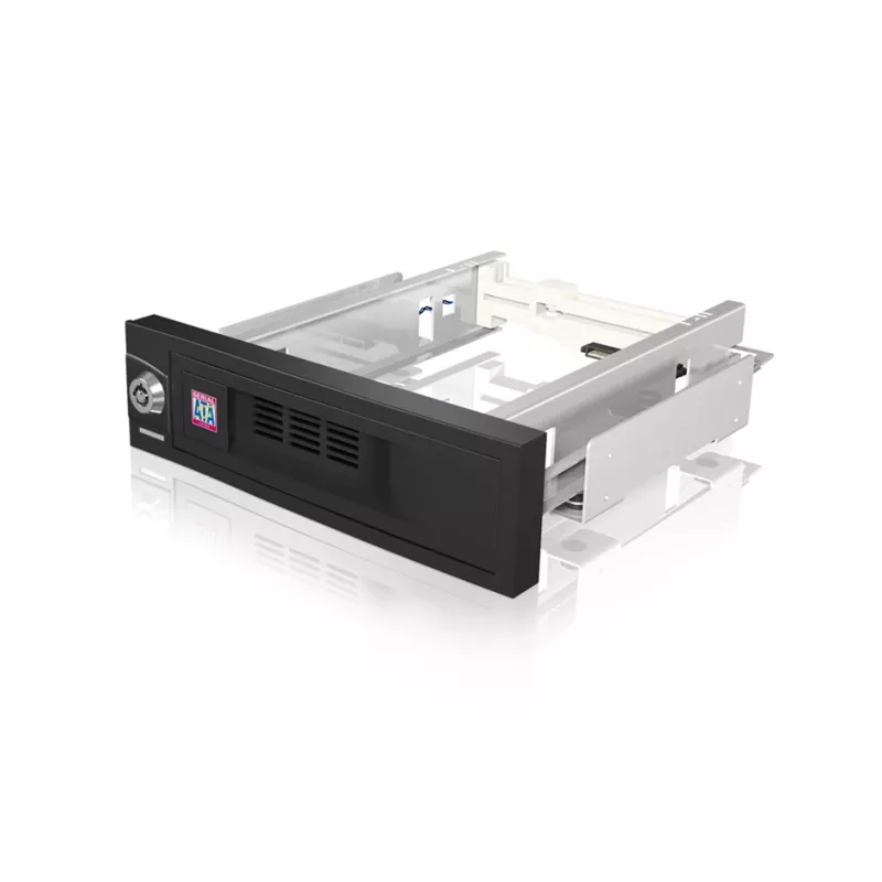 ICY BOX IB-168SK-B trayloze verwisselbare behuizing voor 3,5″ SATA-hdd in 5,25″-sleuf (13,3 cm), met slot, zwart