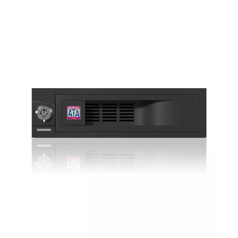 ICY BOX IB-168SK-B trayloze verwisselbare behuizing voor 3,5″ SATA-hdd in 5,25″-sleuf (13,3 cm), met slot, zwart