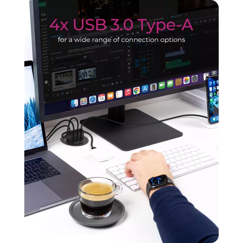 ICY BOX IB-HUB1403 USB 3.2 Gen 1 (3.1 Gen 1) Type-A 5000 Mbit/s zwart