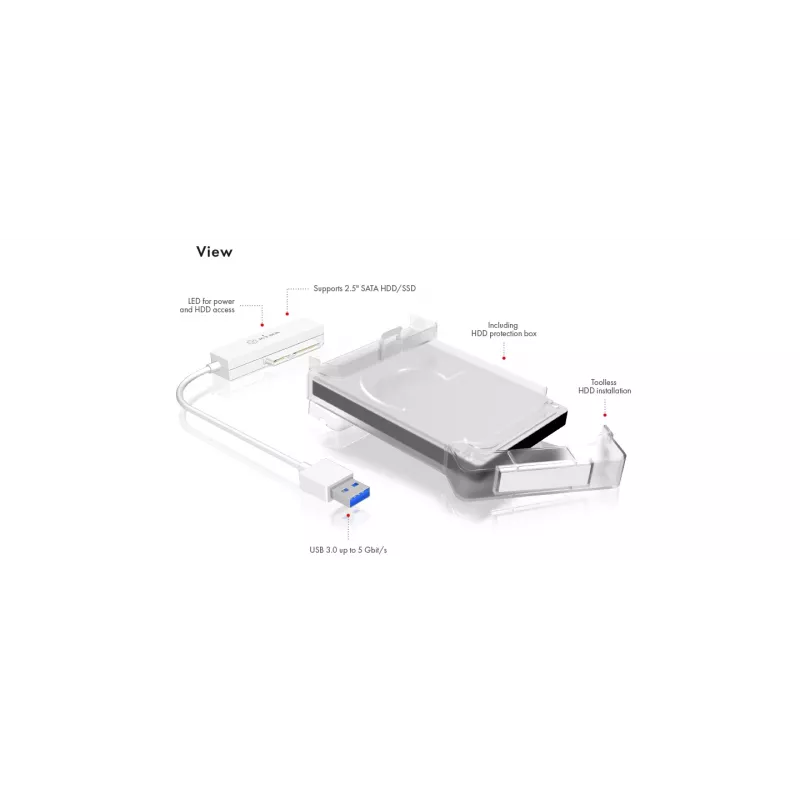 ICY BOX IB-AC703-U3 HDD/SSD-behuizing wit 2,5 inch