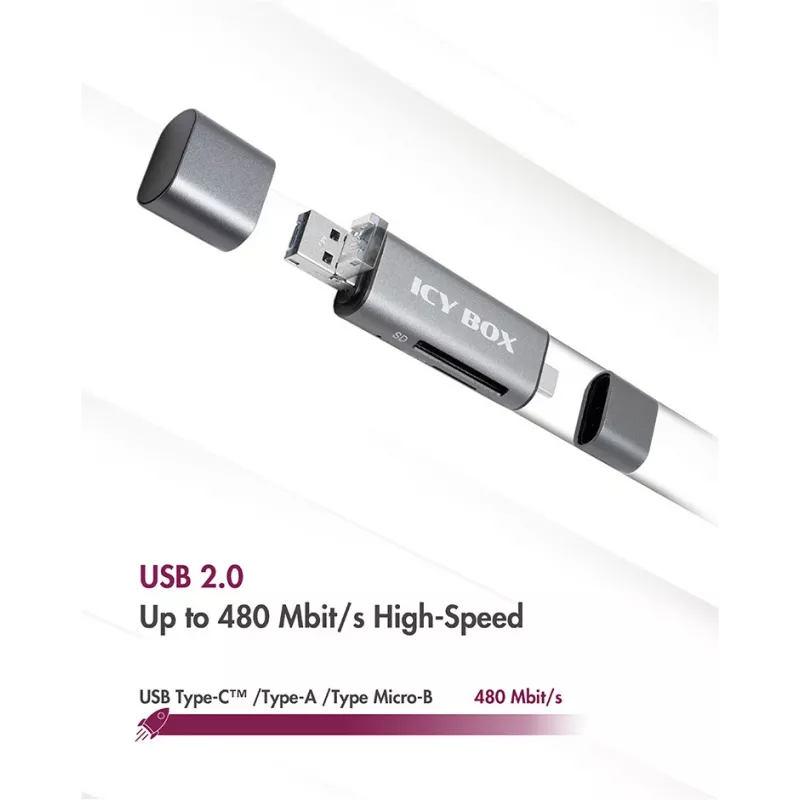 ICY BOX IB-CR200-C kaartlezer USB 2.0 zwart