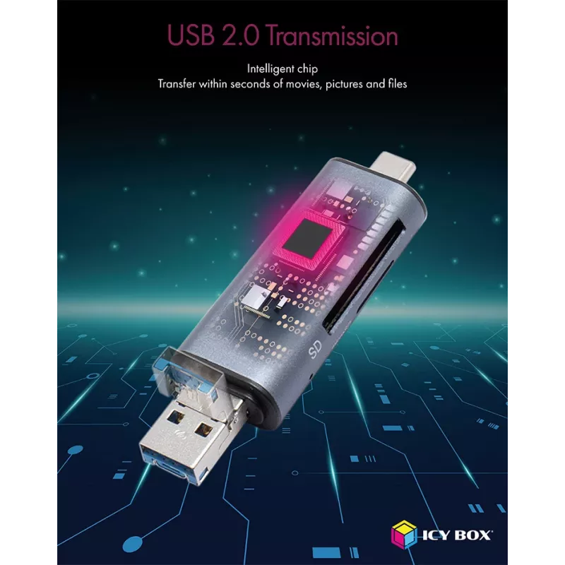 ICY BOX IB-CR200-C kaartlezer USB 2.0 zwart