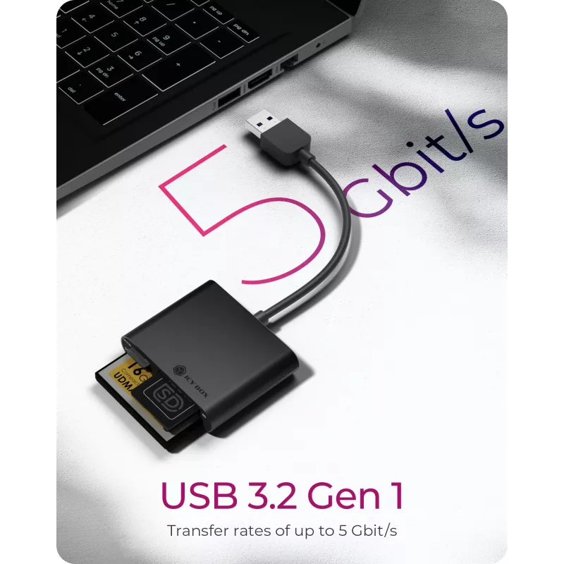 ICY BOX IB-CR301-U3 kaartlezer USB 3.2 Gen 1 (3.1 Gen 1) zwart
