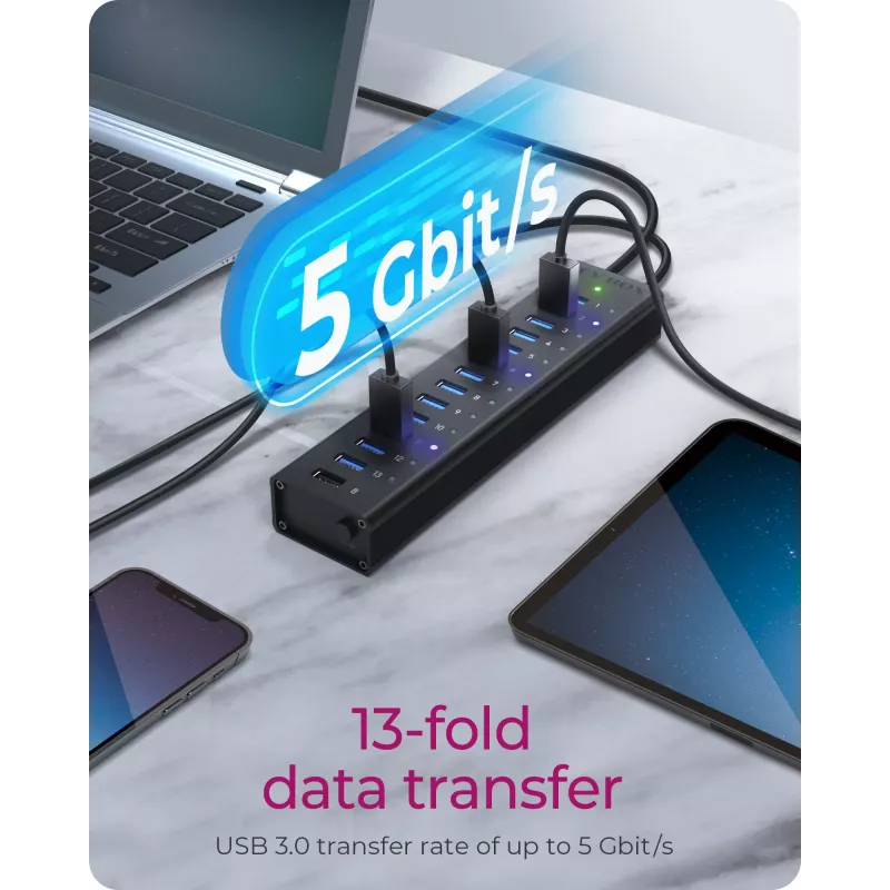 ICY BOX IB-AC6113 USB 3.2 Gen 1 (3.1 Gen 1) Type-B 5000 Mbit/s zwart
