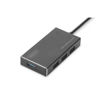DIGITUS USB 3.0-hub, 4-voudig incl. 5V/2A voeding aluminium behuizing