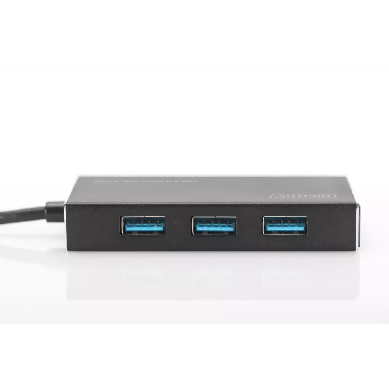 DIGITUS USB 3.0-hub, 4-voudig incl. 5V/2A voeding aluminium behuizing
