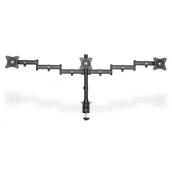 DIGITUS triple-monitor tafelklemsteun, zwart 90 graden draaibaar, 45 graden kantelbaar, 360 graden roteerbaar, 15-27 inch TFT, max. belasting 3x8 kg, VESA max. 100x100