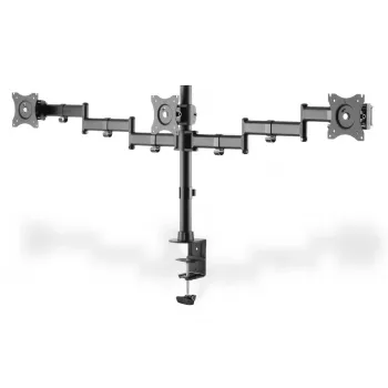 DIGITUS triple-monitor tafelklemsteun, zwart 90 graden draaibaar, 45 graden kantelbaar, 360 graden roteerbaar, 15-27 inch TFT, max. belasting 3x8 kg, VESA max. 100x100