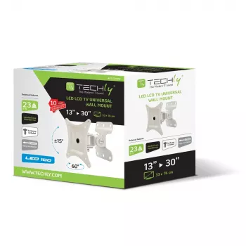 Techly wandsteun voor LCD LED 13-30 inch, volledig beweegbaar, wit