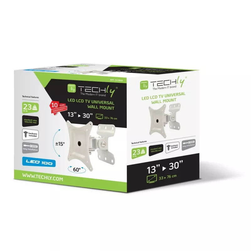 Techly wandsteun voor LCD LED 13-30 inch, volledig beweegbaar, wit