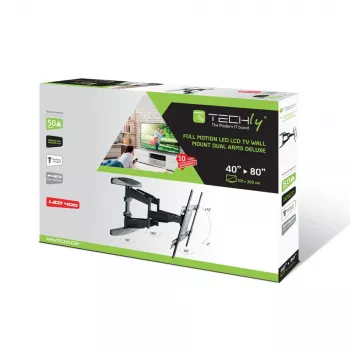 Techly 40-80 ultra slank full motion LCD tv-wandsteun zwart” ICA-PLB 172L