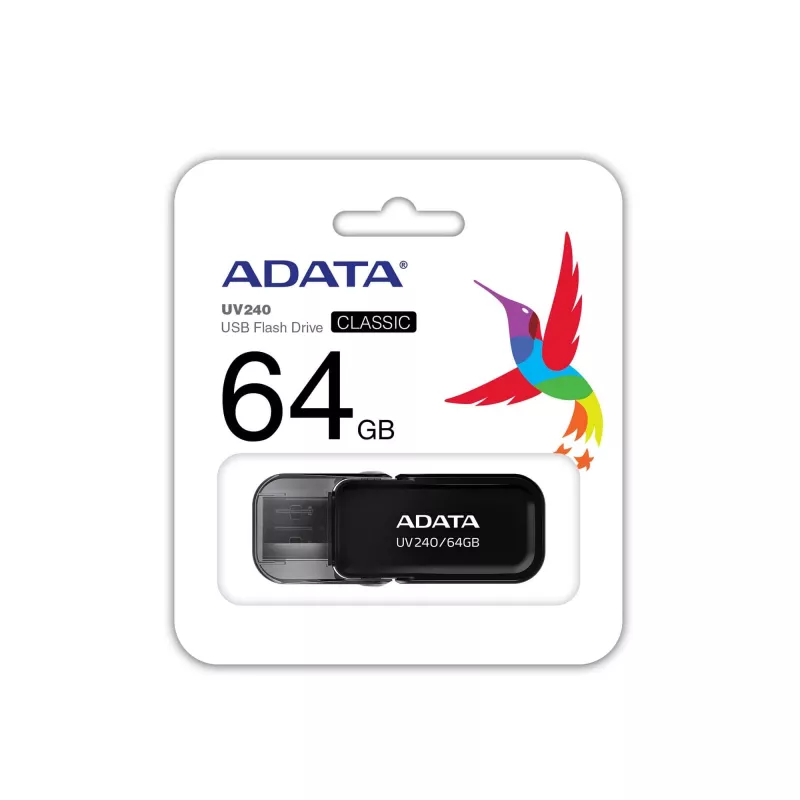 USB-stick ADATA USB Type-A 2.0 64 GB UV240, zwart, kapontwerp