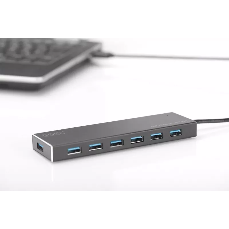 DIGITUS USB 3.0-hub, 7-poorts incl. 5V/3,5A voeding, aluminium behuizing