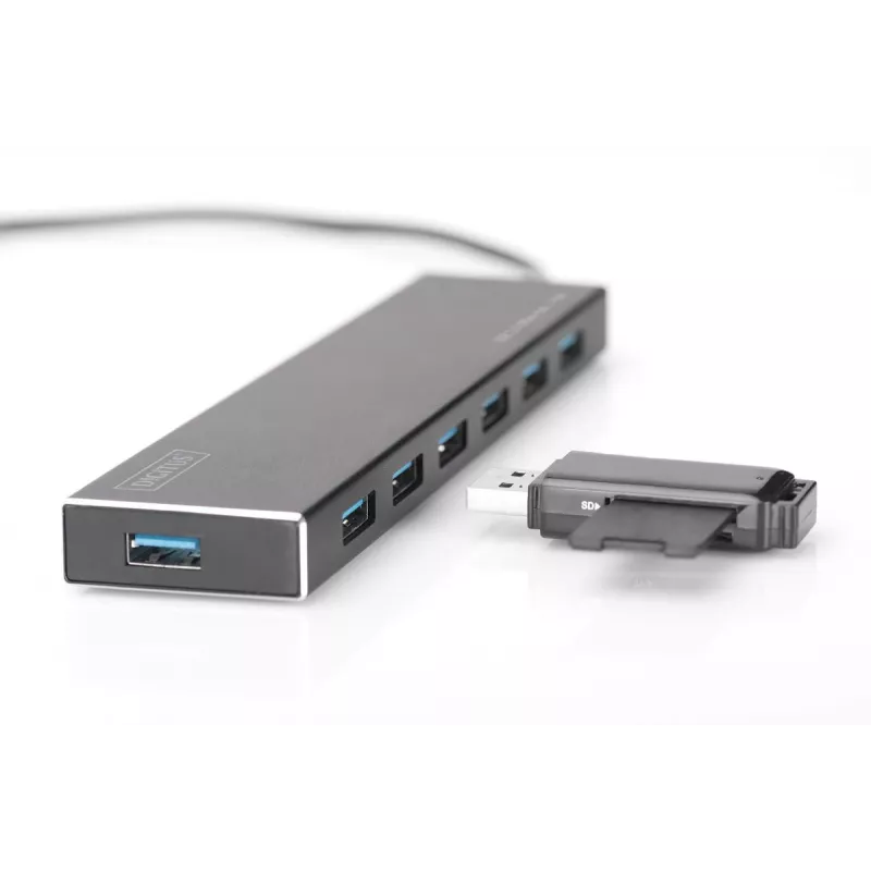 DIGITUS USB 3.0-hub, 7-poorts incl. 5V/3,5A voeding, aluminium behuizing