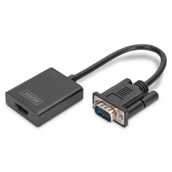 DIGITUS VGA naar HDMI-converter + audio (3,5mm) Full HD (1080p), kabeltype 15 cm zwart