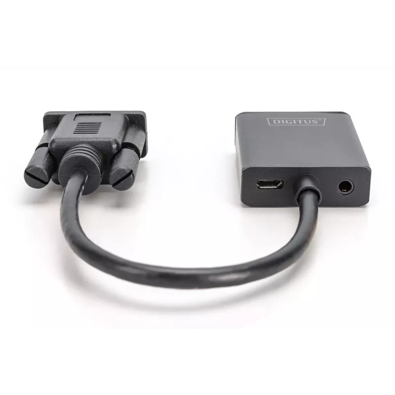 DIGITUS VGA naar HDMI-converter + audio (3,5mm) Full HD (1080p), kabeltype 15 cm zwart