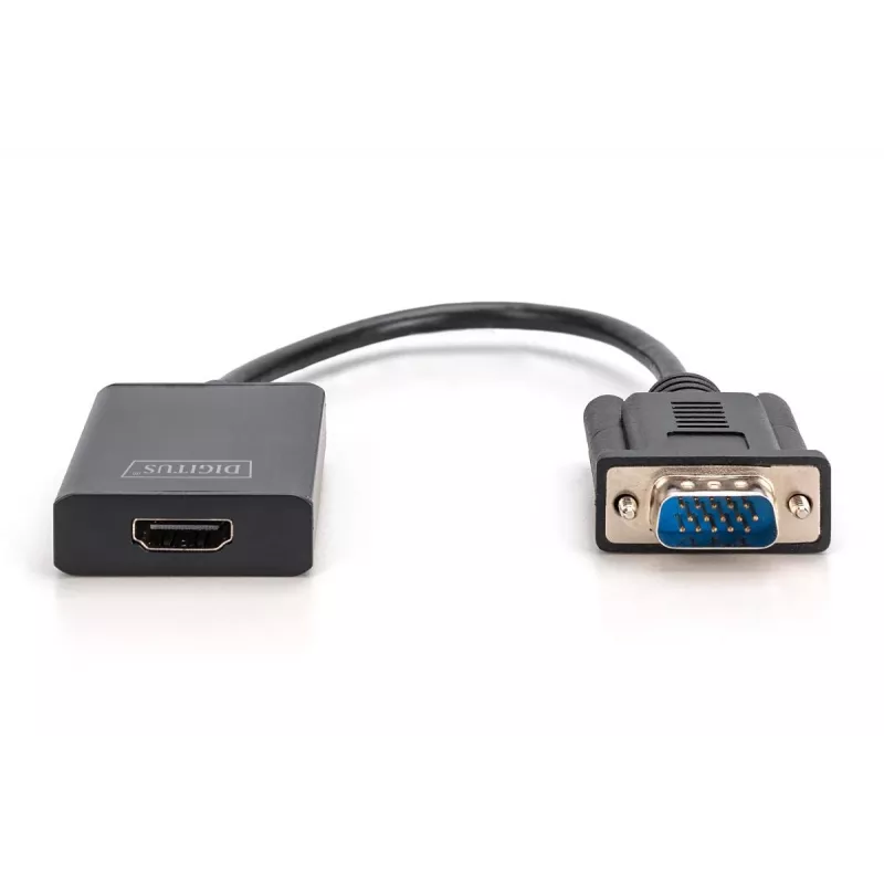 DIGITUS VGA naar HDMI-converter + audio (3,5mm) Full HD (1080p), kabeltype 15 cm zwart