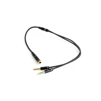 Audio-adapter Gembird CCA-418M 3,5 mm bus naar 2×3,5 mm stekker, 0,2 m, zwart