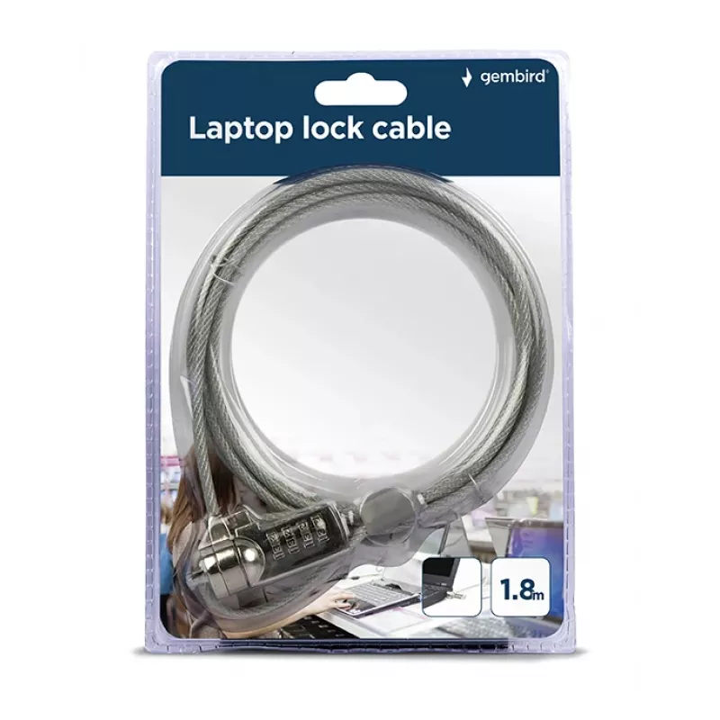 Gembird LK-CL-01 kabelslot voor laptop met cijfercode van 4 cijfers, 1,8 m