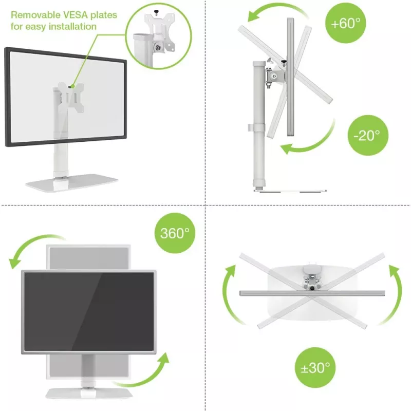 Techly ICA-LCD 260 monitorbeugel / standaard 68,6 cm (27 inch) bureau wit